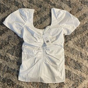 Thakoon White Ruched‎ Open Back Top, 100% Cotton, Size 4, NWT